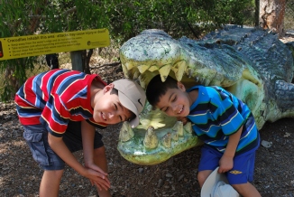11-29-09 Nathan & Aidan inside croc mouth