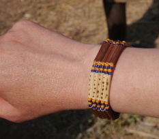 Shellie's bracelet made from elephant grass