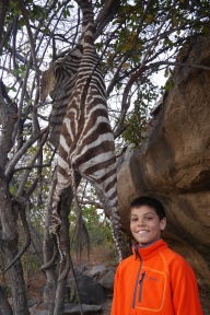 Aidan admiring the Hadzabe's latest kill: zebra