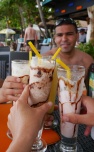 There's not enough chocolate on the Thai menu. We order milk shakes. (Ok, Neerav got a fruit smoothie.)