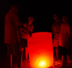 According to Thai tradition, we make a wish before releasing the lantern.